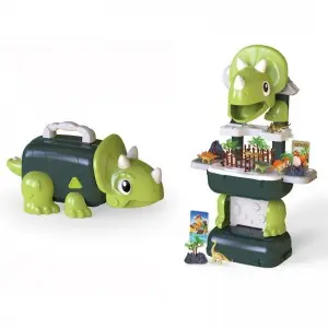 Deluxe 42 Pieces Mini Plastic Dinosaur Model Toy Fence Volcano Tree Eggs for Kids