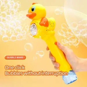 Cute Cartoon Duck Bubble Stick Toys with Light & 2 Bubble Solution Bottles