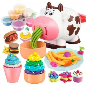 Children Pretend Play DIY Noddle Ice Cream Making Machine Clay Toys Color Plasticine Extruders Cutter Play Dough Tools For Kids