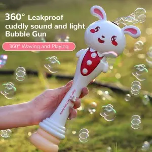 Kids Outdoor Cute Pig/Rabbit/Cow Soap Water Bubble Stick Plastic Electric Cartoon Animals Bubble Wand Toy with Light and Music
