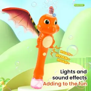 Orange/ Green Cartoon Flying Dragon Bubble Wand Toy with Light Music