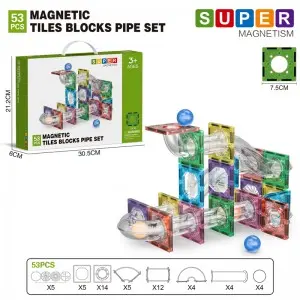 Assembling Marble Race Run Maze Ball Track Toy Kids STEM Learning 3D Clear Magnetic Tiles