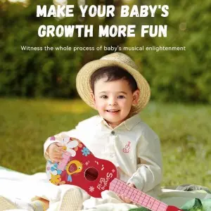 Children Enlightenment Musical Instruments Learning Toy Ukulele Educational 4 Strings Plastic Electronic Toy Guitar for Kids