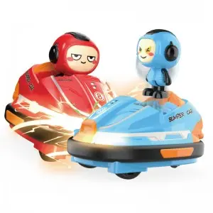 Indoor Outdoor Multiplayer Interactive 2PCS Remote Control Battle Kart Bumper Car Toy with Light and Music