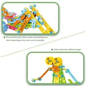 179pcs 10 Models In 1 STEM Building Blocks Kids DIY Plastic Screw Nut Connecting Toys To Assemble