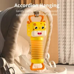 Baby Cartoon Shape Light Up Musical Toys Newborn Infant Educational Enlighten Sensory Play Giraffe Accordion Toy for Kids