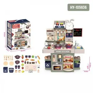 42cm Realistic Kids Kitchen Play Set with Sink Utensils Food Pretend Role Play Develop Imagination Parent Child Bonding Activity