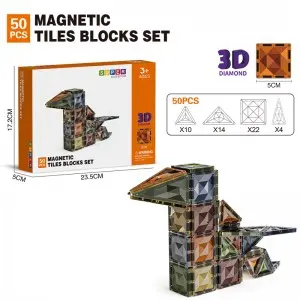 High Quality 3D Diamond Magnet Building Block Set STEM Educational Magnetic Tiles Toys for Children