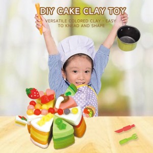 Children Art and Craft Non Toxic Plasticine Mould Kit Kids Educational DIY Color Clay Tool Party Birthday Cake Play Dough Set