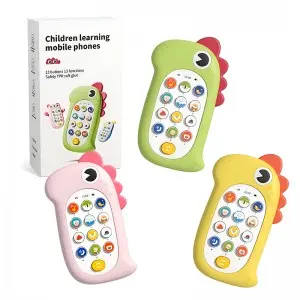 Kids Developmental Bilingual Chinese & English Electric Mobile Phone Cartoon Dinosaur Silicone Phone Case Baby Cell Phone Toy
