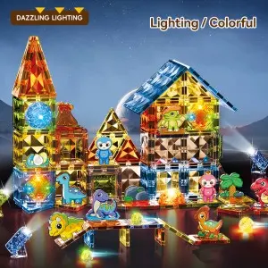 3D Diamond Animal Paradise Magnet Building Blocks Kids Educational Creative Magnetic Tiles Toys