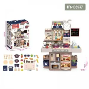 42cm Realistic Kids Kitchen Play Set with Sink Utensils Food Pretend Role Play Develop Imagination Parent Child Bonding Activity