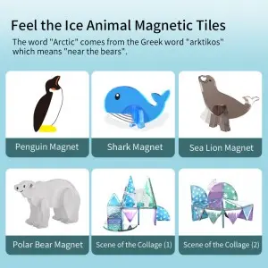 Marine Animal Magnetic Tiles Set Kids Creative Enlighten DIY Construction Magnetic Block Toys