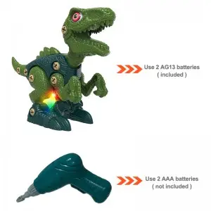 Children STEM Take Part Dinosaur Play Kit Screw Connecting Animal Kids DIY Assemble Construction Dinosaur Toy with Music Light