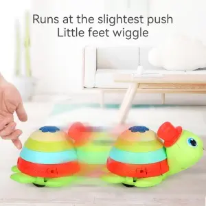 6pcs/Box Push and Go Baby Tortoise Toy Friction Powered Rainbow Color Tortue Kids Battery Operated Cartoon Luminous Turtle Toy