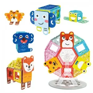 Toddler STEM Educational Magnet Building Block Set Kids Creative Magnetic Animals Tiles Toys For Christmas Gift