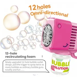 Kids Summer Outdoor Automatic Maker Blower Toys Multi Styles Electric Cartoon Porous Bubble Gun Toys with Light