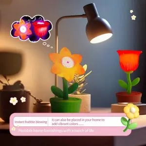 Flower Bubble Blower Machine with Music & LED Lights – Outdoor/Indoor Party Decor (4 Floral Designs)