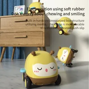 Children Plastic Mini Inertia Animal Car Toy Baby Soft Teether Cute Cartoon Pet Friction Car Toy for Kids