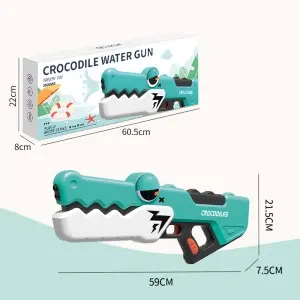 Summer Outdoor Green Cartoon Water Sprayer Pink Water Squirt Gun Plastic Electric Crocodile Water Gun Toy with Swimming Goggles