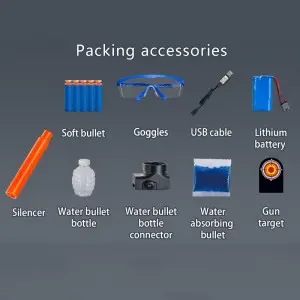 Kids Adults Outdoor Electric Gel Ball Blaster Toy Pistol Eco-Friendly Splatter Ball Gun 2-In-1 Soft Bullet Water Splat Gun