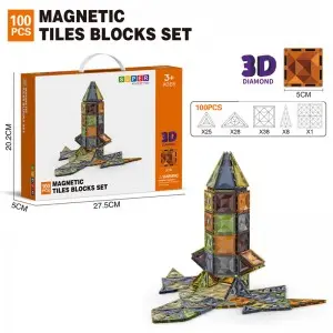 High Quality 3D Diamond Magnet Building Block Set STEM Educational Magnetic Tiles Toys for Children