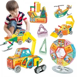 Magnetic Tiles Building Blocks Toys Baby Enlighten Magnet Engineering Vehicles Connection Toys