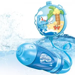 Kids Cartoon Shark Water Blaster Outdoor Party Activities Interactive Water Fight Game Plastic Spray Water Toy Gun with Backpack