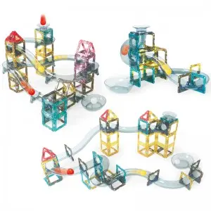Magnetic Building Tunnel Ball Rolling Track Toy Kids Enlighten Magnet Marble Race Track Set