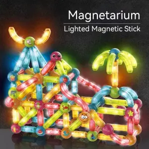 Glowing Magnetic Rods And Balls Building Blocks Toy Kids Spatial Thinking Developing