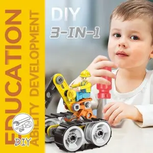 3-in-1 Plastic DIY Screws And Nuts Construction Excavator Model Kids Fine Motor Skills Training Assembly Engineering Truck Toys