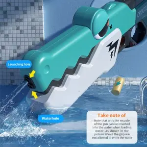 Summer Outdoor Green Cartoon Water Sprayer Pink Water Squirt Gun Plastic Electric Crocodile Water Gun Toy with Swimming Goggles