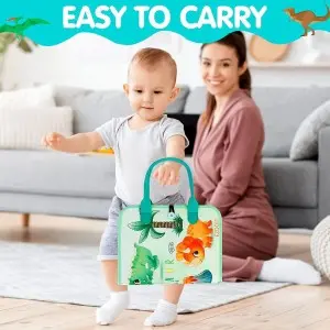 Toddler Educational Dinosaur Felt Busy Board – Montessori Sensory Travel Toy for Kids’ Study & Activity