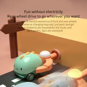 Children Plastic Mini Inertia Animal Car Toy Baby Soft Teether Cute Cartoon Pet Friction Car Toy for Kids