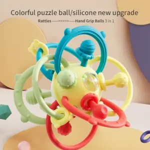 Infant Teething Relief Chew Toy Newborn Easy Grasp Ball Teether Developmental Activity Sensory Silicone Rattles Baby Toys