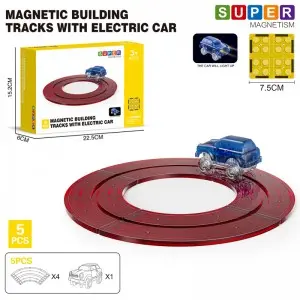 Kids Flexible DIY Magnetic Building Slot Toy Race Track Sets with Electric Light Up Cars