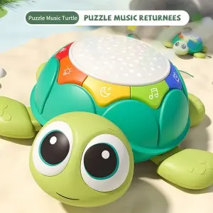 Baby Learning Crawling Electric Tortoise Toy Head Shaking Cartoon Animal Projection Lighting Musical Remote Control Turtle Toy