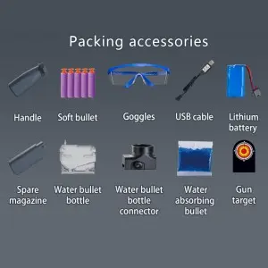 Children Indoor Outdoor 2-in-1 Shooting Modes Soft Bullet Blaster Gun Plastic Electric MP9 Water Shooting Gun Toys for Kids