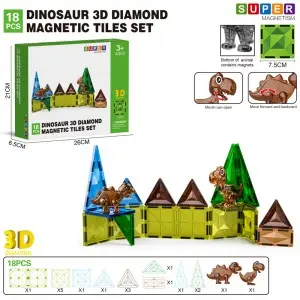 Wholesale Creative Magnetic Tiles Dinosaur Toy Set Educational Building Blocks for Kids
