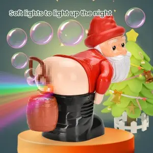 Kids Electric Automatic Santa Clause Bubble Maker Toys With Light & Music Outdoor Fun & Festive Gift Idea Christmas Gags