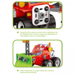 340PCS 10-in-1 Kids Gas Station Building Bricks STEM Learning Screw Disassembly Truck Car Plastic DIY Assembly Toys for Children