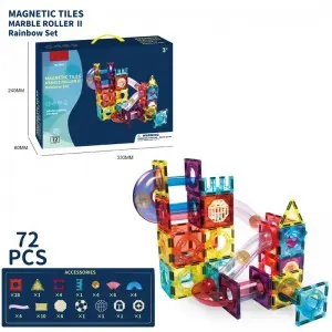 Magnetic Connecting Tiles Rolling Ball Track Block Toy Set for Wholesale