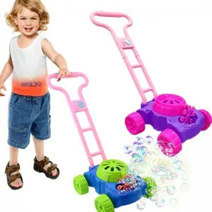 Summer Outdoor Electronic Automatic Bubble Maker Machine Toddler Fun Bubble Blowing Push Toys for Preschool Kids Boys and Girls