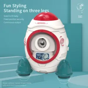 Children Bubble Blowing Toy Summer Outdoor Activity Electric Automatic Aviation Rocket Bubble Maker Machine with Colorful Light
