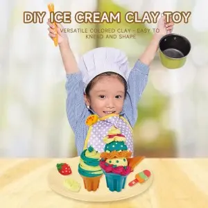 Kids Colorful Plasticine Popsicle Made DIY Plastic Cutter Roller Set Montessori Ice Cream Maker Clay Mold Kit for Children