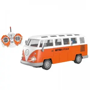 1/30 Electric Rc Retro City Bus Model 27Mhz 4 Channel Children Battery Operated Light Up Remote Control Bus Toy for Kids