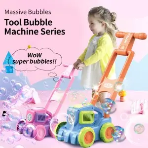 Toddler Lawn Mower Bubble Machine Toys Kids Summer Fun Outside Push Gardening Toys Automatic Bubble Maker