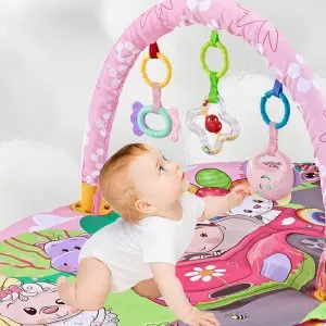 Newborn Stage-Based Sensory Fitness Play Gym Baby Toddler Developmental Activity Gym & Play Mat with Detachable Toys