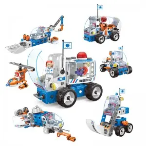 STEAM Education Screw and Nut Connecting Emergency Vehicle Building Play Kit 117pcs 7-in-1 DIY Truck Assembly Toys for Kids