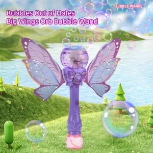 Electric Automatic Bubble Blowing Stick Purple Magic Bubble Wand Toy with 2 Bottles Solution & Light Function